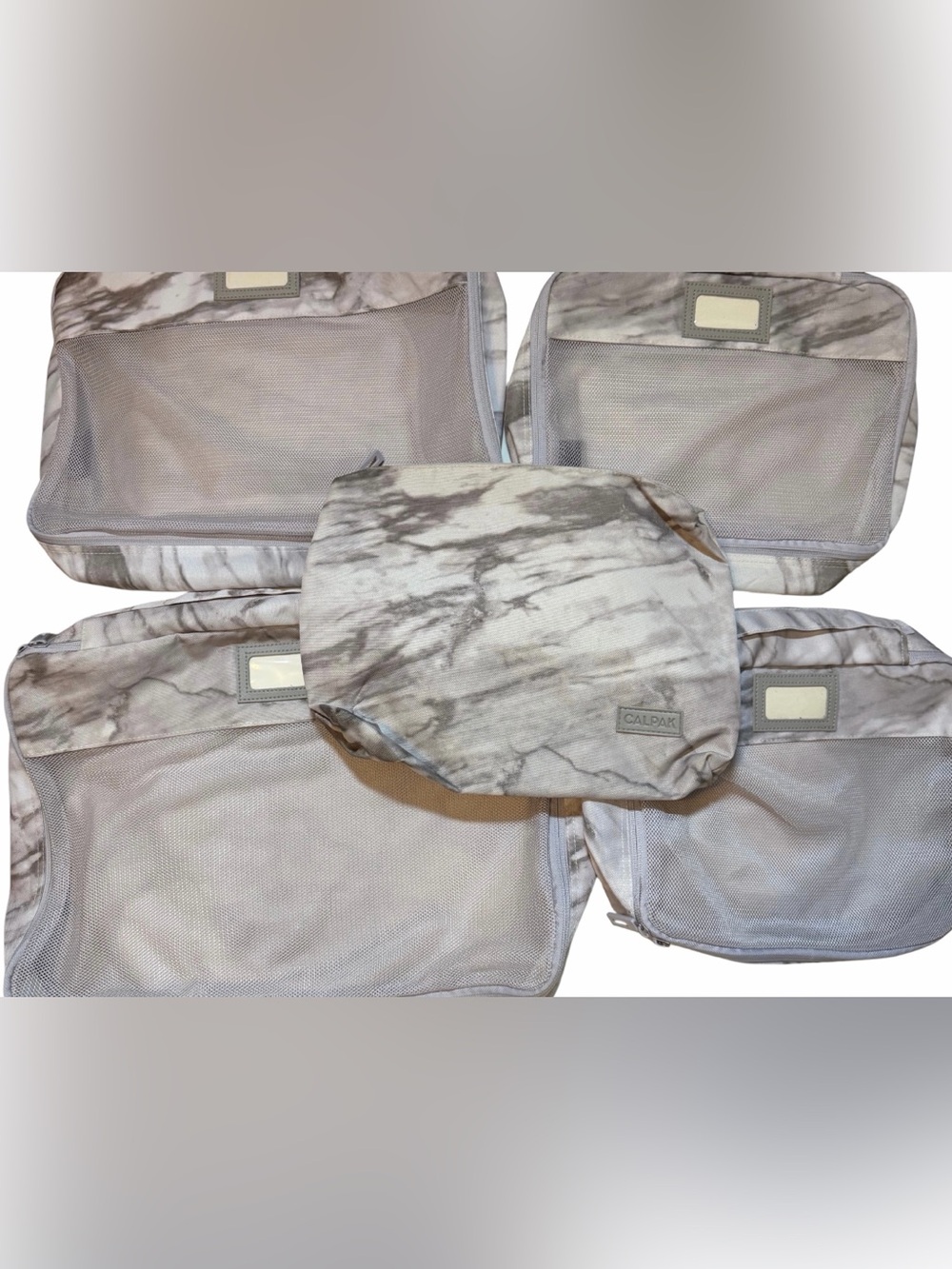 Calpak Gray Marble Packing Pouch Set of 5